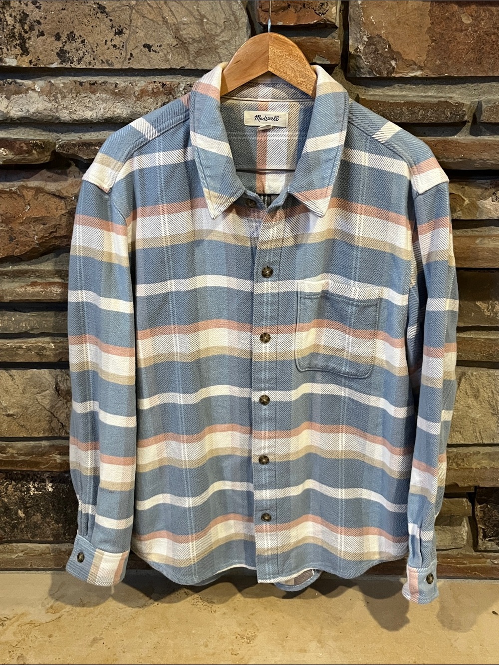 Madewell Heavy 100% Cotton Blue Plaid Button-Up Shirt